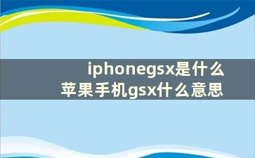 iphonegsx是什么 苹果手机gsx什么意思